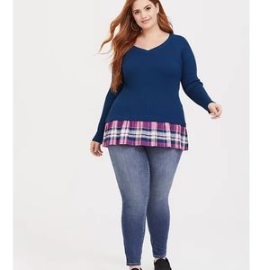 NWT TORRID SIZE 5 BLUE 2FER VNECK PULLOVER SWEATER